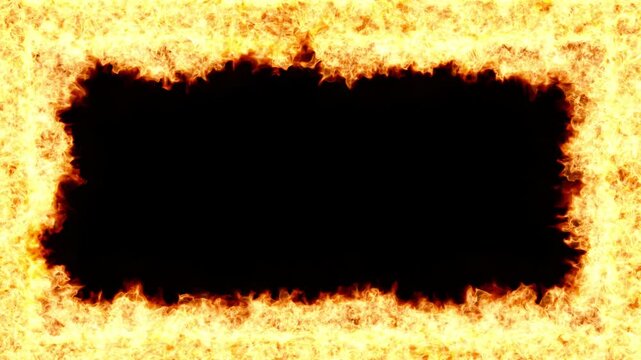 Fiery All Sides Glowing Hot Border Loop, Tranparent Background