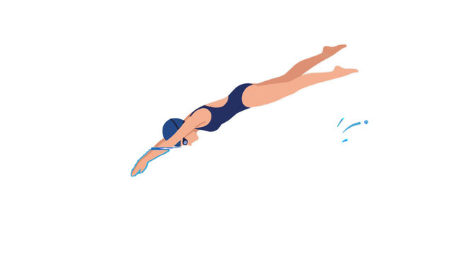 Female swimmer dives into water during a competitive swimming championship event in 2026 a trending sport and tournament