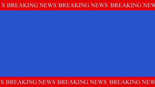Breaking news title card with red border and blue screen background headline chroma key blank template announcement headline chroma key blank template