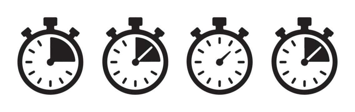 Set of modern stopwatch icon in flat style isolated on transparent background vector illustration.