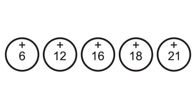 A linear arrangement of five circular icons, each displaying a positive numerical value in black text on a white background.