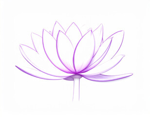 Obraz premium Delicate purple outlined lotus flower illustration on white background water lily