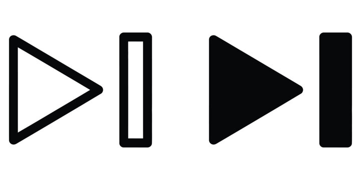 Black play and stop media control button icons for digital interface design Vector