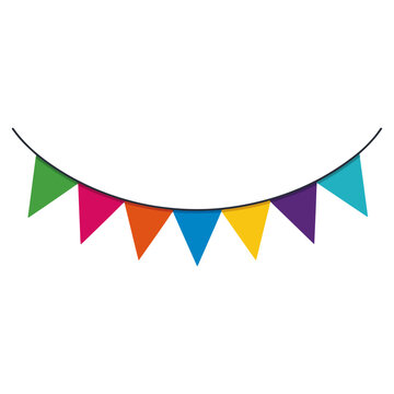 Colorful Triangular Party Bunting Flat Vector Template