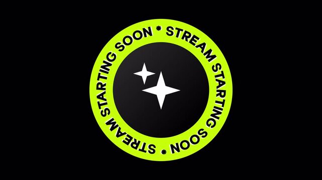 Animated Stream Starting Soon Graphic with Rotating Neon Text