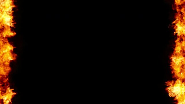 Rising Flames on Side of Frame With Transparent Alpha Channel, Endless Loop