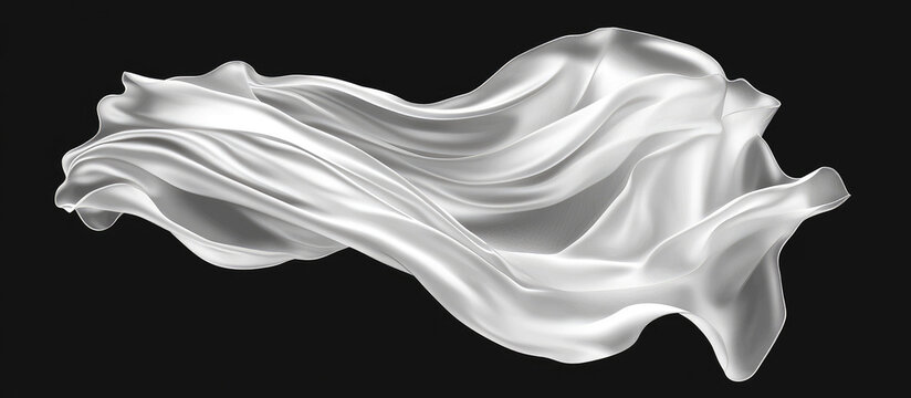 Ethereal white fabric waves gently across a dark mysterious background