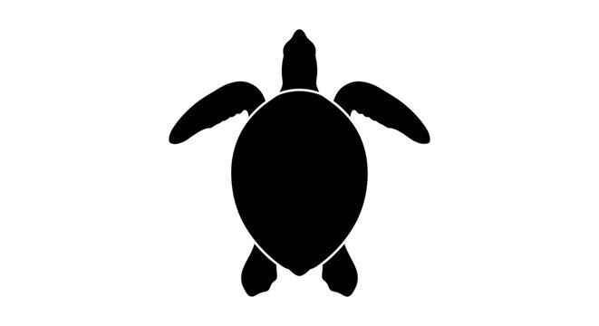 Black turtle silhouette, sea turtle icon, ocean animal symbol, vector graphic