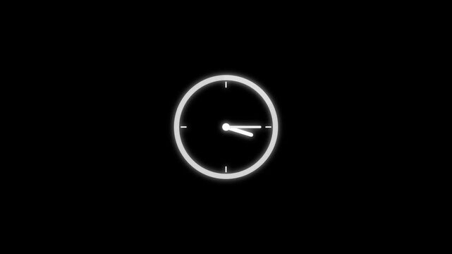 Simple white clock icon showing time on black background