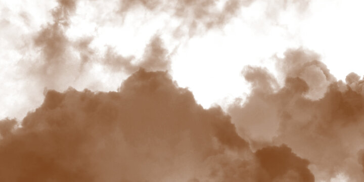 Brown thick smoke cloud isolated on transparent background for creative graphic design and visual media overlay.