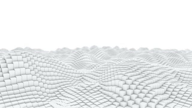 White geometric small cubes abstract random motion background. 4k	