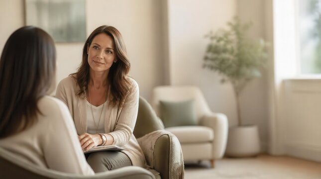 Therapist listening to client during mental health counseling session
