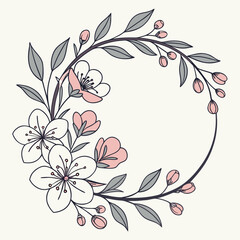 Floral wreath with pink and white flowers © Stock Master BD