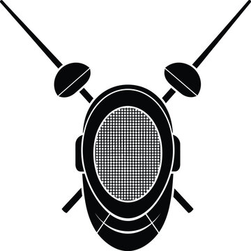 Fencing mask and swords silhouette vector with black