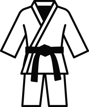 Karate uniform silhouette vector with black belt, clothing