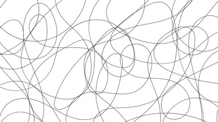 Obraz premium Abstract Black Scribble Lines on White Background – Minimal Chaotic Curve Pattern Design 