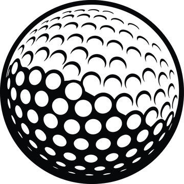 Golf ball icon with white background, sports equipment