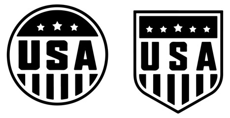 usa flag label emblem icon set © graphixecho