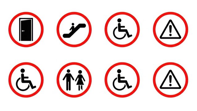 Vector icons of disabled access symbols collection isolated on white background