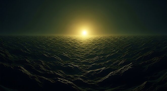 Ocean sunset landscape dramatic golden light reflecting on dark waves serene coastal scenery