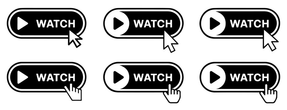 watch click play button media icon set