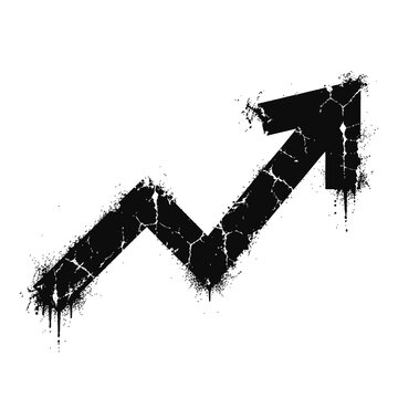 Black grunge arrow graph chart rising up trend on white background
