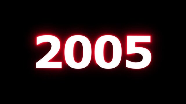 2005 number neon text animation. Neon beautiful red color number background 4k video.