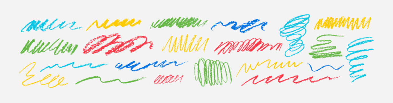 A collection of random charcoal strokes vectors. using crayons, EPS File
