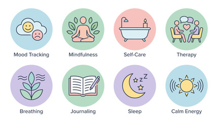 Fototapeta premium Emotional Wellness App Vector Icons