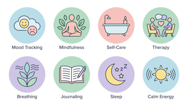Emotional Wellness App Vector Icons