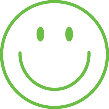 Green smiley face emoticon icon symbol happy smiling face green color simple design isolated on transparent background
