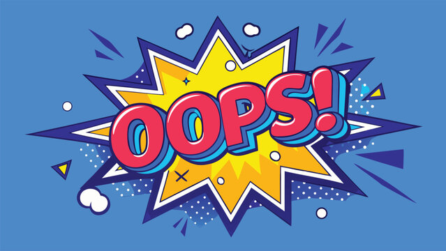 Pop art style oops comic bubble explosion with vibrant color contrast.
