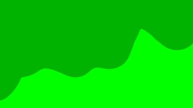 An animation or transition depicting green liquid or slime running down or covering the screen. Animation for inserting on green screen and black screen 