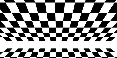 Obraz premium Floor in perspective with checkerboard texture. Empty chess board. Vector illustration.