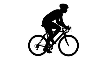 Obraz premium Cyclist silhouette riding a road bike against a white background