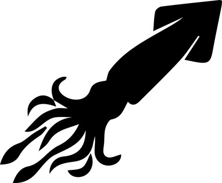 Black squid silhouette vector illustration isolated on white background