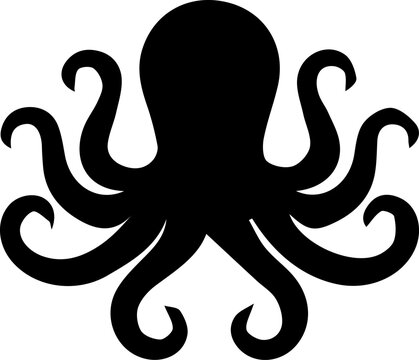 Black octopus silhouette vector illustration isolated
