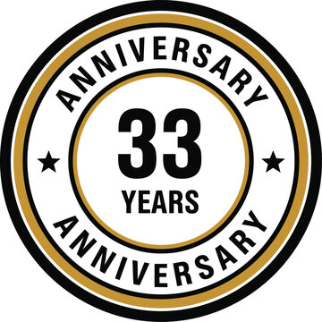 33rd Anniversary Badge Vector Design &ndash; Elegant Gold and Black Celebration Emblem for Milestone Events