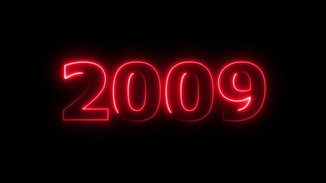 2009 number neon text animation. Neon beautiful red color number background 4k video.