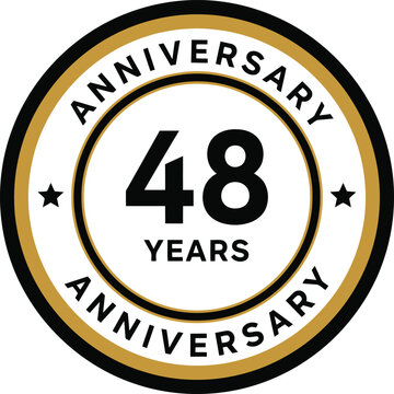 48th Anniversary Badge Vector Design &ndash; Elegant Gold and Black Celebration Emblem for Milestone Events