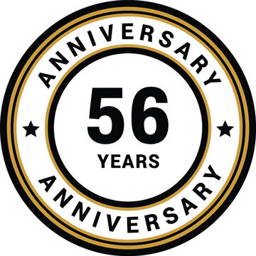 Elegant 56th Anniversary Badge with Gold and Black Circular Design for Celebrations and Milestones
