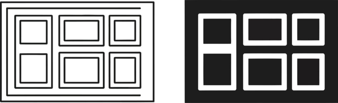 Set of six empty picture frames in two rows Vector
