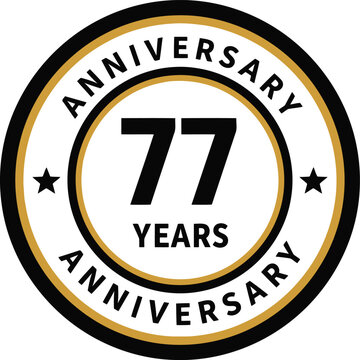 77th Anniversary Badge Vector Design with Gold and Black Circular Emblem for Celebration Events