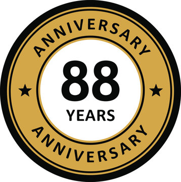 Gold 88th Anniversary Badge Emblem for Business Milestone Celebrations and Event Invitations
