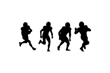 Obraz premium Set of Four American Football Player Silhouettes in Action