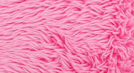 Fototapeta premium Close-up view of soft pink shaggy fur fabric texture, featuring delicate synthetic fibers and a plush, fuzzy aesthetic for a cozy backdrop, messy, fur, synthetic