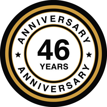 46th Anniversary Badge Vector Design with Gold and Black Circular Emblem for Celebration Events