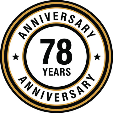 78th Anniversary Badge Vector Design with Gold and Black Circular Emblem for Celebration Events