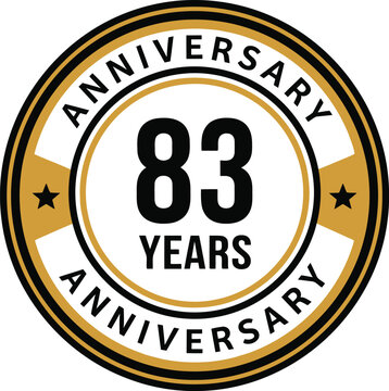 83rd Anniversary Badge Vector Design with Gold and Black Circular Emblem for Celebration Events