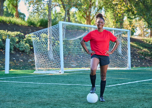 Ethnically Diverse Woman Soccer Athlete Outdoors